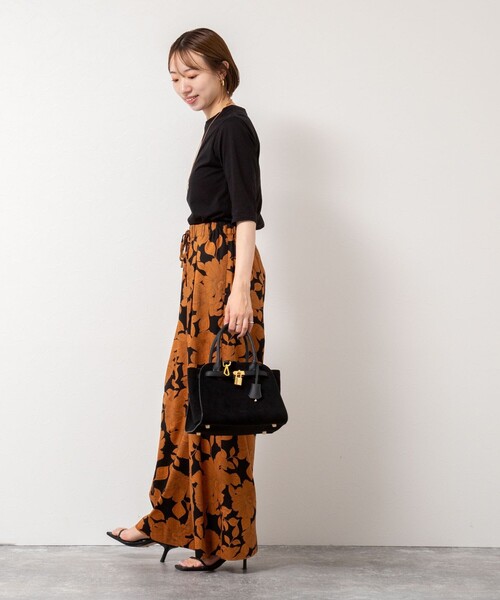 NOLLEY’S（ノーリーズ）の「綿ナイロンシアー6分袖プルオーバーカットソー（Tシャツ/カットソー・レディース・オレンジ/ブラック/キナリ・FREE）」の4枚目の写真