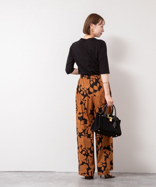 NOLLEY’S（ノーリーズ）の「綿ナイロンシアー6分袖プルオーバーカットソー（Tシャツ/カットソー・レディース・オレンジ/ブラック/キナリ・FREE）」の5枚目の写真