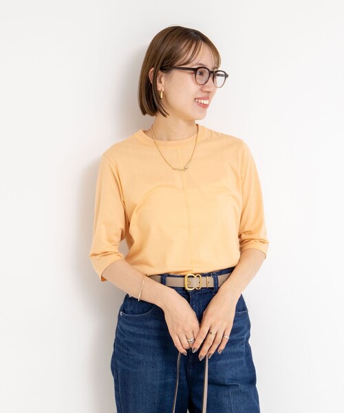 NOLLEY’S（ノーリーズ）の「綿ナイロンシアー6分袖プルオーバーカットソー（Tシャツ/カットソー・レディース・オレンジ/ブラック/キナリ・FREE）」の19枚目の写真