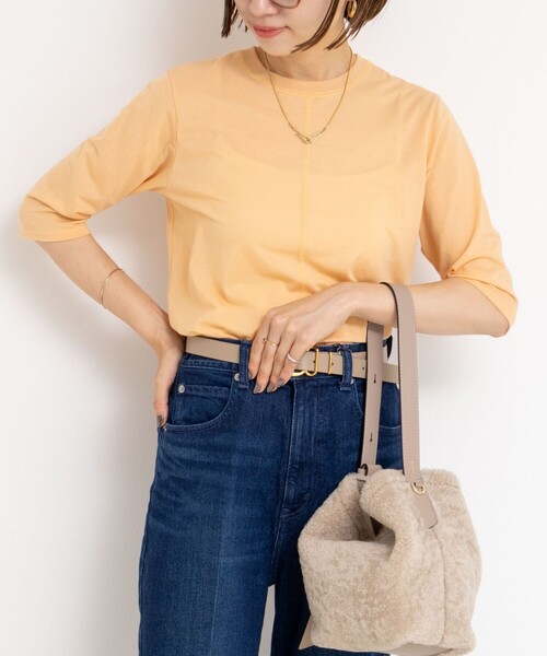 NOLLEY’S（ノーリーズ）の「綿ナイロンシアー6分袖プルオーバーカットソー（Tシャツ/カットソー・レディース・オレンジ/ブラック/キナリ・FREE）」の21枚目の写真