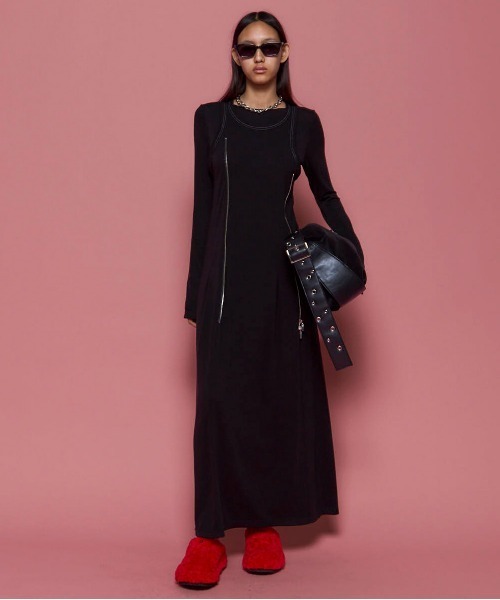 Front Zip Layered Dress/フロントジップレイヤードワンピース