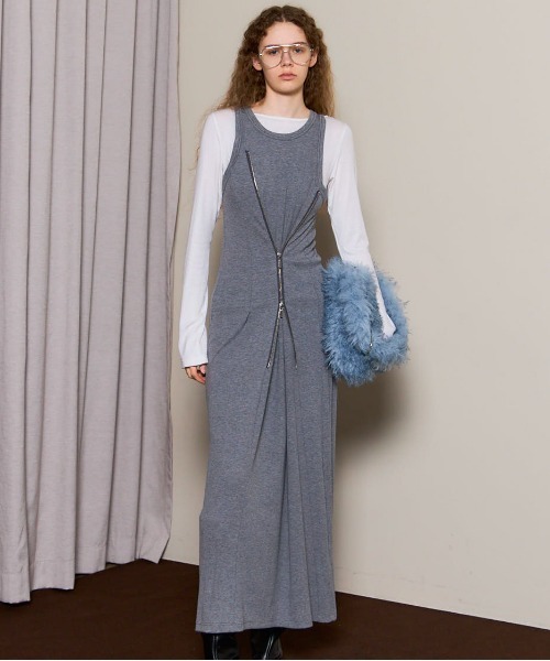 Front Zip Layered Dress/フロントジップレイヤードワンピース