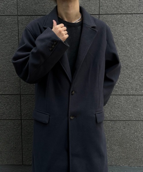 CREARE -LINO-(クレアーレリノ)の「フェイクウールチェスターコート(チェスターコート・メンズ・チャコール/ベージュ・M/L/XL)」の1枚目の写真