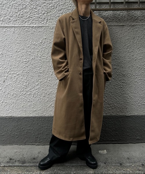 CREARE -LINO-(クレアーレリノ)の「フェイクウールチェスターコート(チェスターコート・メンズ・チャコール/ベージュ・M/L/XL)」の6枚目の写真