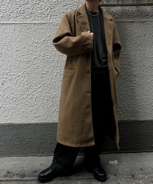 CREARE -LINO-(クレアーレリノ)の「フェイクウールチェスターコート(チェスターコート・メンズ・チャコール/ベージュ・M/L/XL)」の7枚目の写真