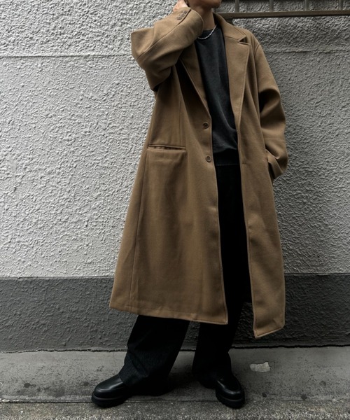 CREARE -LINO-(クレアーレリノ)の「フェイクウールチェスターコート(チェスターコート・メンズ・チャコール/ベージュ・M/L/XL)」の8枚目の写真