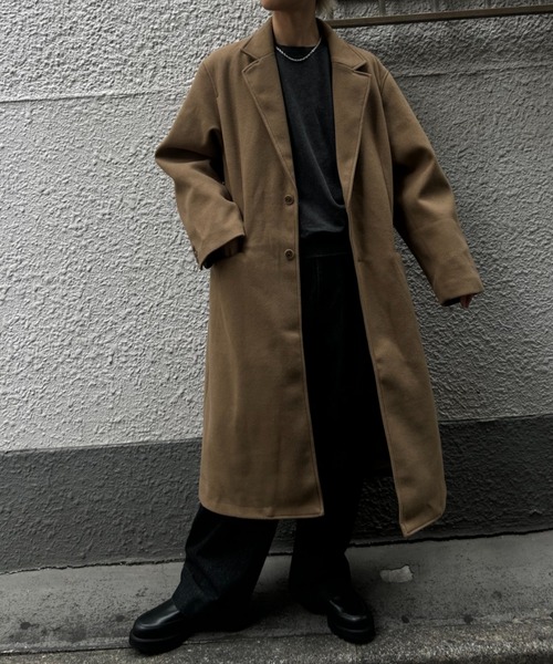 CREARE -LINO-(クレアーレリノ)の「フェイクウールチェスターコート(チェスターコート・メンズ・チャコール/ベージュ・M/L/XL)」の9枚目の写真