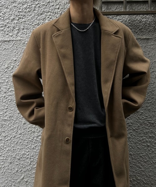 CREARE -LINO-(クレアーレリノ)の「フェイクウールチェスターコート(チェスターコート・メンズ・チャコール/ベージュ・M/L/XL)」の10枚目の写真