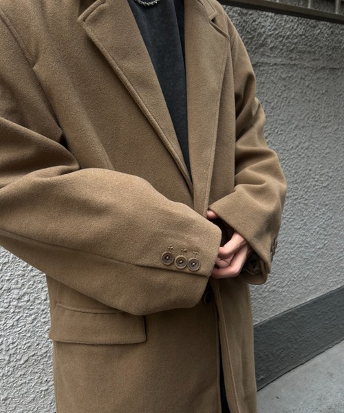 CREARE -LINO-(クレアーレリノ)の「フェイクウールチェスターコート(チェスターコート・メンズ・チャコール/ベージュ・M/L/XL)」の12枚目の写真