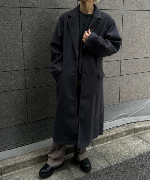 CREARE -LINO-(クレアーレリノ)の「フェイクウールチェスターコート(チェスターコート・メンズ・チャコール/ベージュ・M/L/XL)」の14枚目の写真