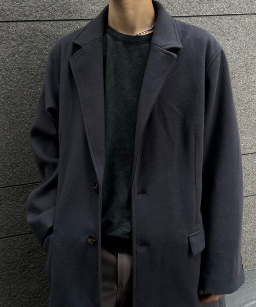 CREARE -LINO-(クレアーレリノ)の「フェイクウールチェスターコート(チェスターコート・メンズ・チャコール/ベージュ・M/L/XL)」の15枚目の写真