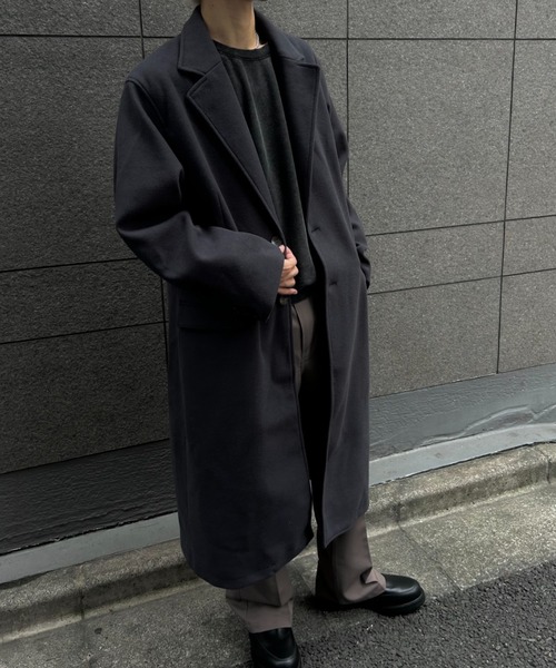 CREARE -LINO-(クレアーレリノ)の「フェイクウールチェスターコート(チェスターコート・メンズ・チャコール/ベージュ・M/L/XL)」の17枚目の写真