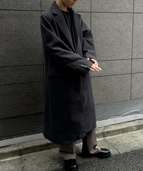 CREARE -LINO-(クレアーレリノ)の「フェイクウールチェスターコート(チェスターコート・メンズ・チャコール/ベージュ・M/L/XL)」の18枚目の写真