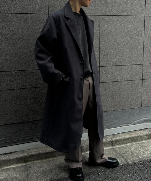 CREARE -LINO-(クレアーレリノ)の「フェイクウールチェスターコート(チェスターコート・メンズ・チャコール/ベージュ・M/L/XL)」の19枚目の写真