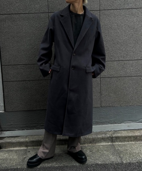 CREARE -LINO-(クレアーレリノ)の「フェイクウールチェスターコート(チェスターコート・メンズ・チャコール/ベージュ・M/L/XL)」の20枚目の写真