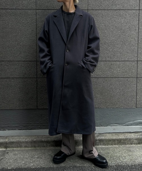 CREARE -LINO-(クレアーレリノ)の「フェイクウールチェスターコート(チェスターコート・メンズ・チャコール/ベージュ・M/L/XL)」の3枚目の写真