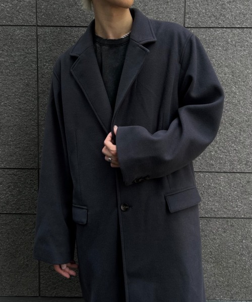 CREARE -LINO-(クレアーレリノ)の「フェイクウールチェスターコート(チェスターコート・メンズ・チャコール/ベージュ・M/L/XL)」の5枚目の写真