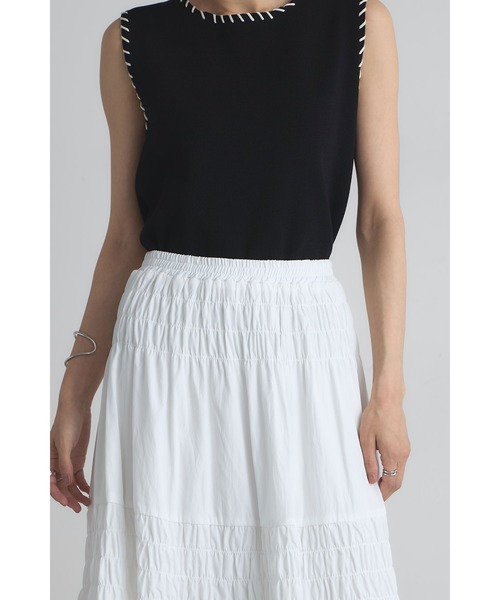 &. NOSTALGIA（アンドドットノスタルジア）の「シャーリングティアードスカート（スカート・レディース・オフホワイト/ブラック・M）」の4枚目の写真