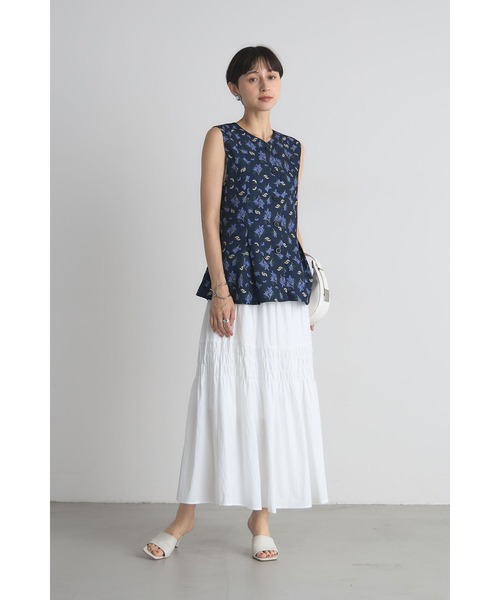 &. NOSTALGIA（アンドドットノスタルジア）の「シャーリングティアードスカート（スカート・レディース・オフホワイト/ブラック・M）」の7枚目の写真