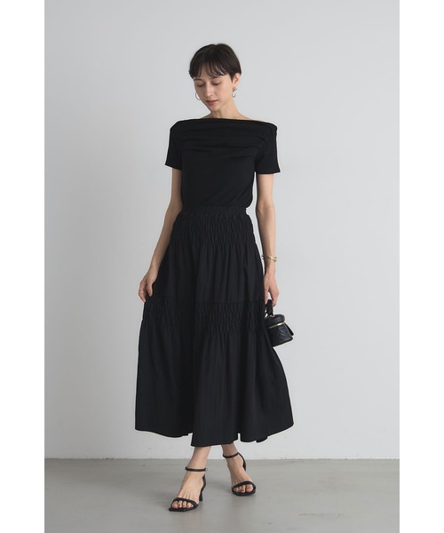 &. NOSTALGIA（アンドドットノスタルジア）の「シャーリングティアードスカート（スカート・レディース・オフホワイト/ブラック・M）」の9枚目の写真