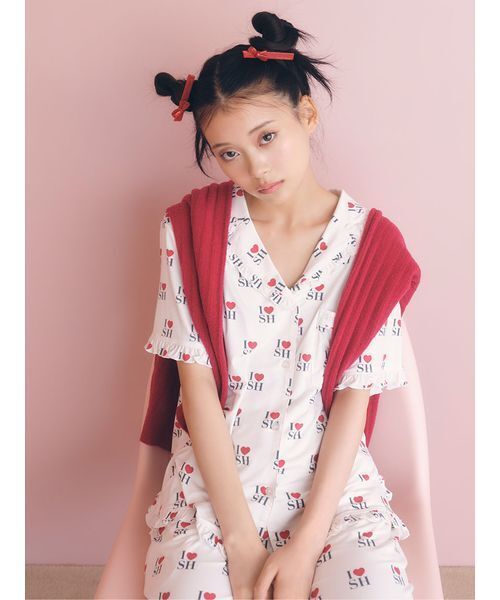 SNIDEL HOME(スナイデルホーム)の「【接触冷感】カットレーヨン開襟シャツ(ルームウェア/パジャマ・レディース・アイボリー/ライトベージュ/ピンク・F)」の2枚目の写真