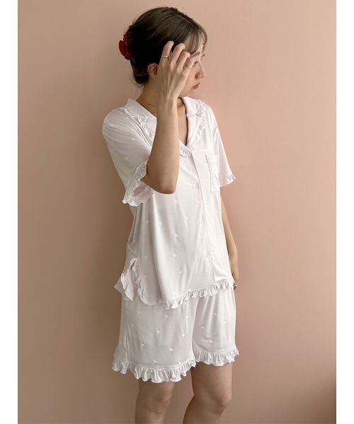 SNIDEL HOME(スナイデルホーム)の「【接触冷感】カットレーヨン開襟シャツ(ルームウェア/パジャマ・レディース・アイボリー/ライトベージュ/ピンク・F)」の13枚目の写真