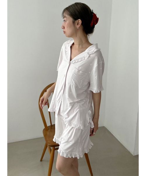 SNIDEL HOME(スナイデルホーム)の「【接触冷感】カットレーヨン開襟シャツ(ルームウェア/パジャマ・レディース・アイボリー/ライトベージュ/ピンク・F)」の14枚目の写真