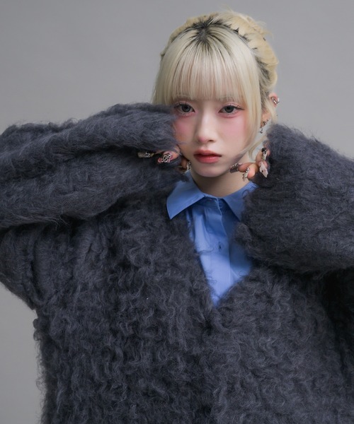 セール】ミックスシャギーニットカーディガン（カーディガン/ボレロ