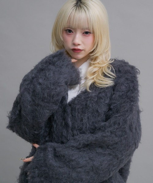 17HR(セブンティーンアワーズ)の「ミックスシャギーニットカーディガン(カーディガン/ボレロ・レディース・チャコールグレー/ブルー・FREE)」の17枚目の写真