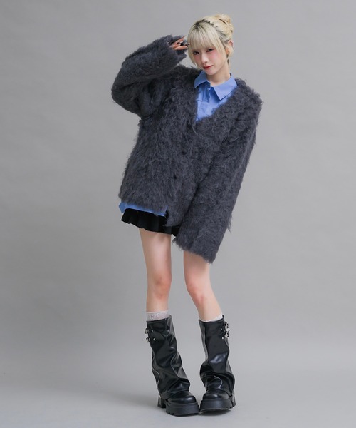 セール】ミックスシャギーニットカーディガン（カーディガン/ボレロ