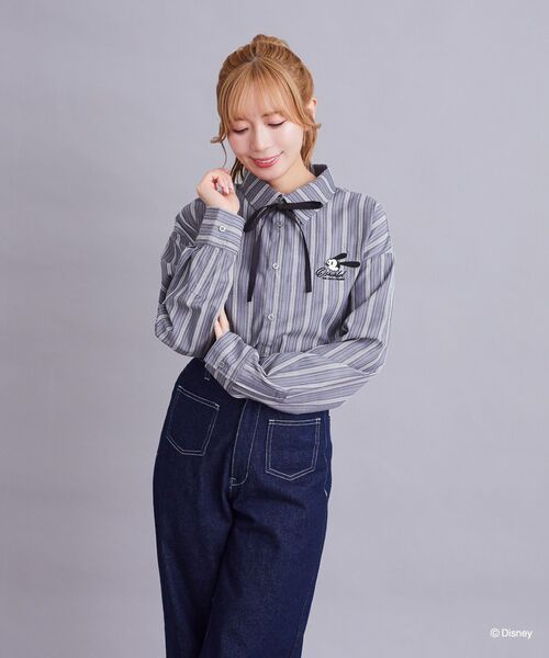 Disney(ディズニー)の「オズワルド/ストライプシャツ(シャツ/ブラウス・レディース・ブラック・FREE)」の5枚目の写真