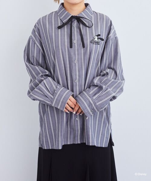 Disney(ディズニー)の「オズワルド/ストライプシャツ(シャツ/ブラウス・レディース・ブラック・FREE)」の13枚目の写真