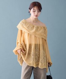 セール⚫︎TAO⚫︎ 黄色のレースのブラウス 10Y シャツ/ブラウス（イエロー/黄色系・レース）ファッション通販