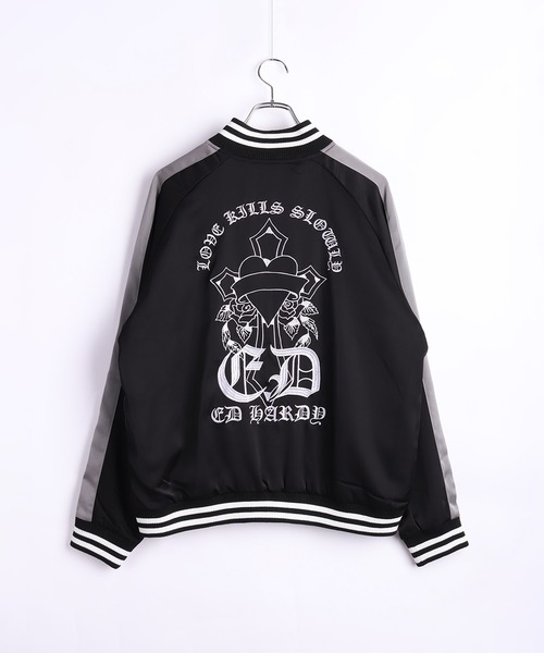 Ed Hardy（エドハーディー）の「EdHardy スカジャン クロス ハートモチーフ（スカジャン・メンズ・ブラック系その他/ブラック・M/L/XL）」の4枚目の写真