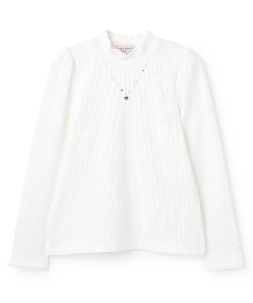 mezzo piano Junior(メゾピアノジュニア)の「テレコネックレス長袖Tシャツ♪(Tシャツ/カットソー・キッズ・ブラック/オフホワイト/ブルー・S:140cm/M:150cm/L:160cm)」の2枚目の写真