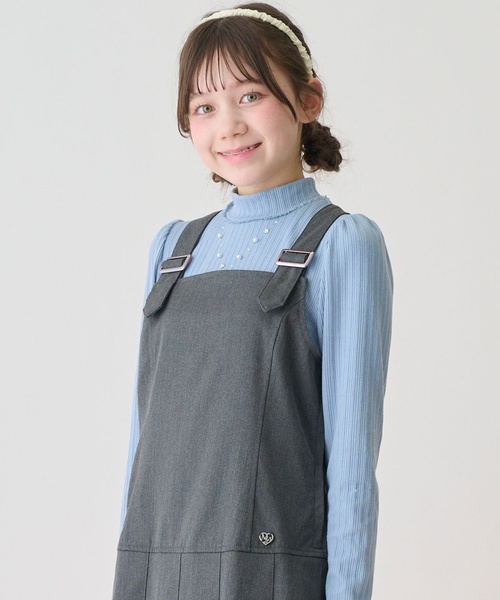mezzo piano Junior(メゾピアノジュニア)の「テレコネックレス長袖Tシャツ♪(Tシャツ/カットソー・キッズ・ブラック/オフホワイト/ブルー・S:140cm/M:150cm/L:160cm)」の3枚目の写真
