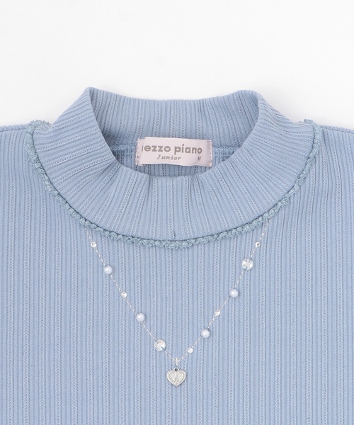 mezzo piano Junior(メゾピアノジュニア)の「テレコネックレス長袖Tシャツ♪(Tシャツ/カットソー・キッズ・ブラック/オフホワイト/ブルー・S:140cm/M:150cm/L:160cm)」の4枚目の写真