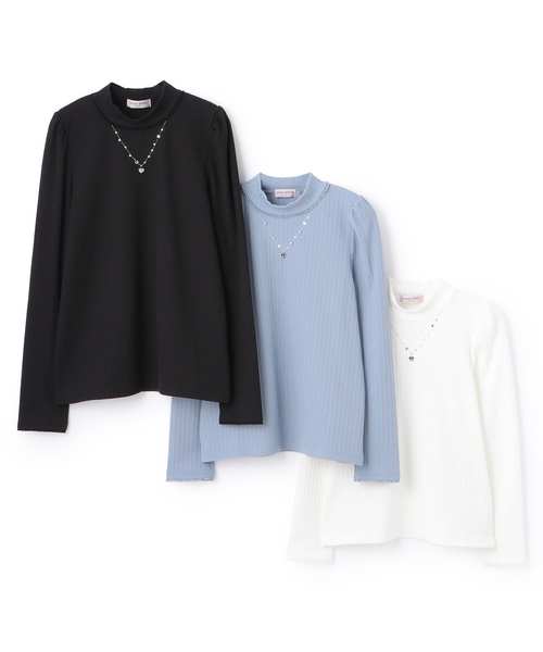 mezzo piano Junior(メゾピアノジュニア)の「テレコネックレス長袖Tシャツ♪(Tシャツ/カットソー・キッズ・ブラック/オフホワイト/ブルー・S:140cm/M:150cm/L:160cm)」の6枚目の写真