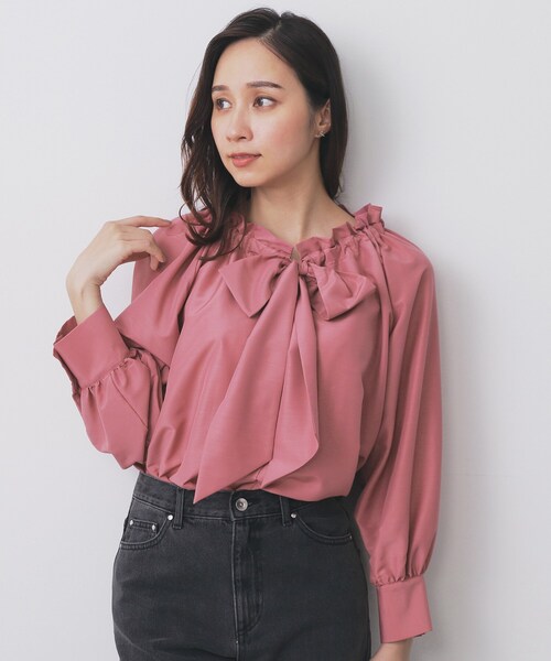 セール】ボウタイフリルギャザーブラウス【洗濯機OK】（シャツ