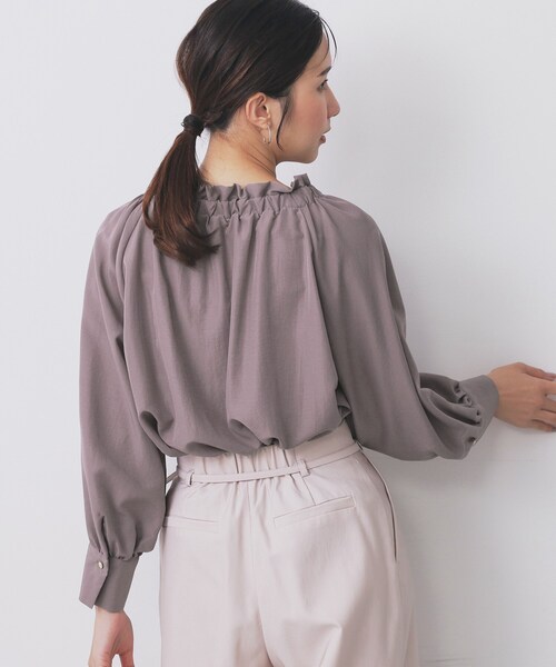セール】ボウタイフリルギャザーブラウス【洗濯機OK】（シャツ