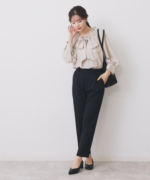 セール】ボウタイフリルギャザーブラウス【洗濯機OK】（シャツ