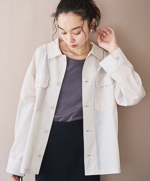 coen（コーエン）の「【イージーケア】フィールドシャツジャケット（シャツ/ブラウス・レディース・オリーブ/モカ/ナチュラル・L/M）」の4枚目の写真