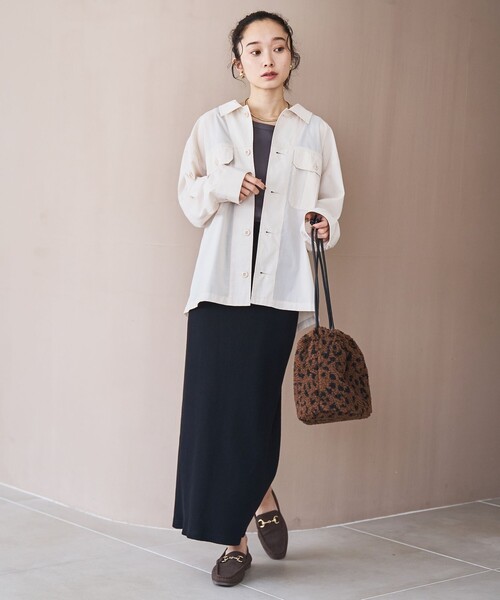 coen（コーエン）の「【イージーケア】フィールドシャツジャケット（シャツ/ブラウス・レディース・オリーブ/モカ/ナチュラル・L/M）」の7枚目の写真