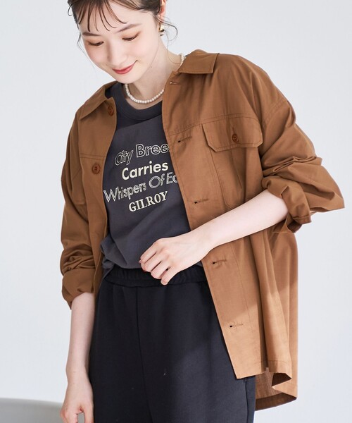 coen（コーエン）の「【イージーケア】フィールドシャツジャケット（シャツ/ブラウス・レディース・オリーブ/モカ/ナチュラル・L/M）」の10枚目の写真