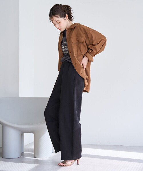 coen（コーエン）の「【イージーケア】フィールドシャツジャケット（シャツ/ブラウス・レディース・オリーブ/モカ/ナチュラル・L/M）」の14枚目の写真