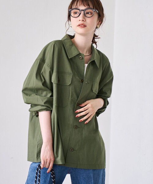 coen（コーエン）の「【イージーケア】フィールドシャツジャケット（シャツ/ブラウス・レディース・オリーブ/モカ/ナチュラル・L/M）」の16枚目の写真