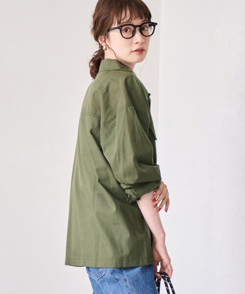 coen（コーエン）の「【イージーケア】フィールドシャツジャケット（シャツ/ブラウス・レディース・オリーブ/モカ/ナチュラル・L/M）」の18枚目の写真