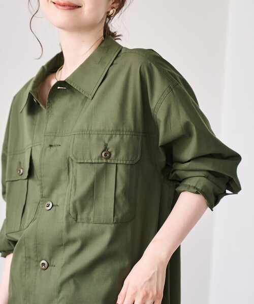 coen（コーエン）の「【イージーケア】フィールドシャツジャケット（シャツ/ブラウス・レディース・オリーブ/モカ/ナチュラル・L/M）」の19枚目の写真