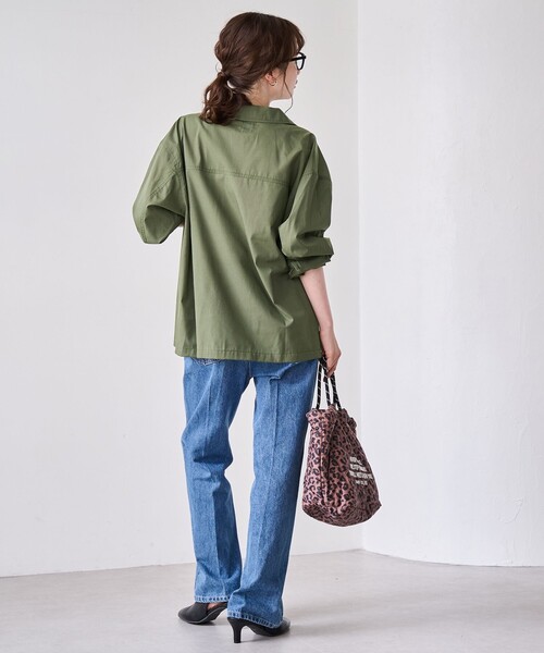 coen（コーエン）の「【イージーケア】フィールドシャツジャケット（シャツ/ブラウス・レディース・オリーブ/モカ/ナチュラル・L/M）」の22枚目の写真