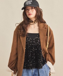 MIRROR STOKE | 【ZOZO限定】SEQUINED VELVET CAMISOLE/スパンコールベロアキャミソール(シャツ/ブラウス)